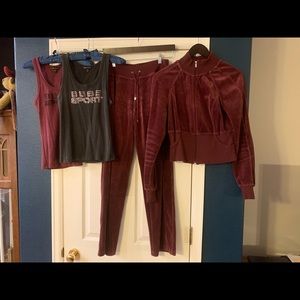 Bebe Sport 4-piece burgundy track suit